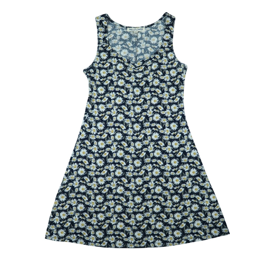Wallflower Blue Daisy Floral Skater Dress Sleeveless A-Line Womens Size Small